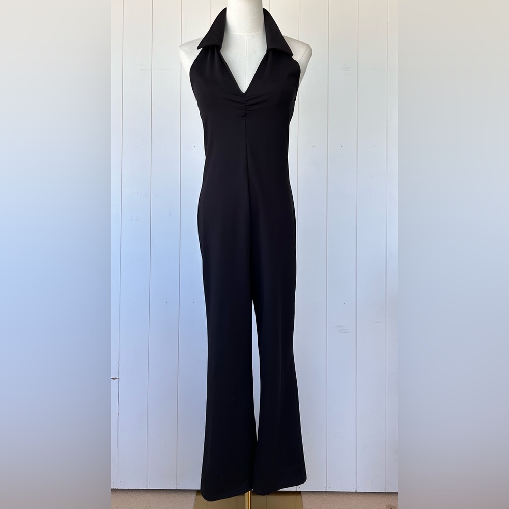 boutique EUROPA Women’s V-Neck Halter Jumpsuit Backless Black‎ Size 10
